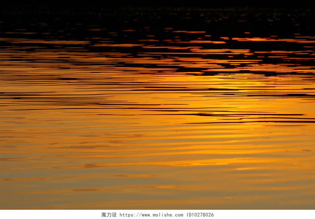 日出太阳纹理倒映在水中摄影图